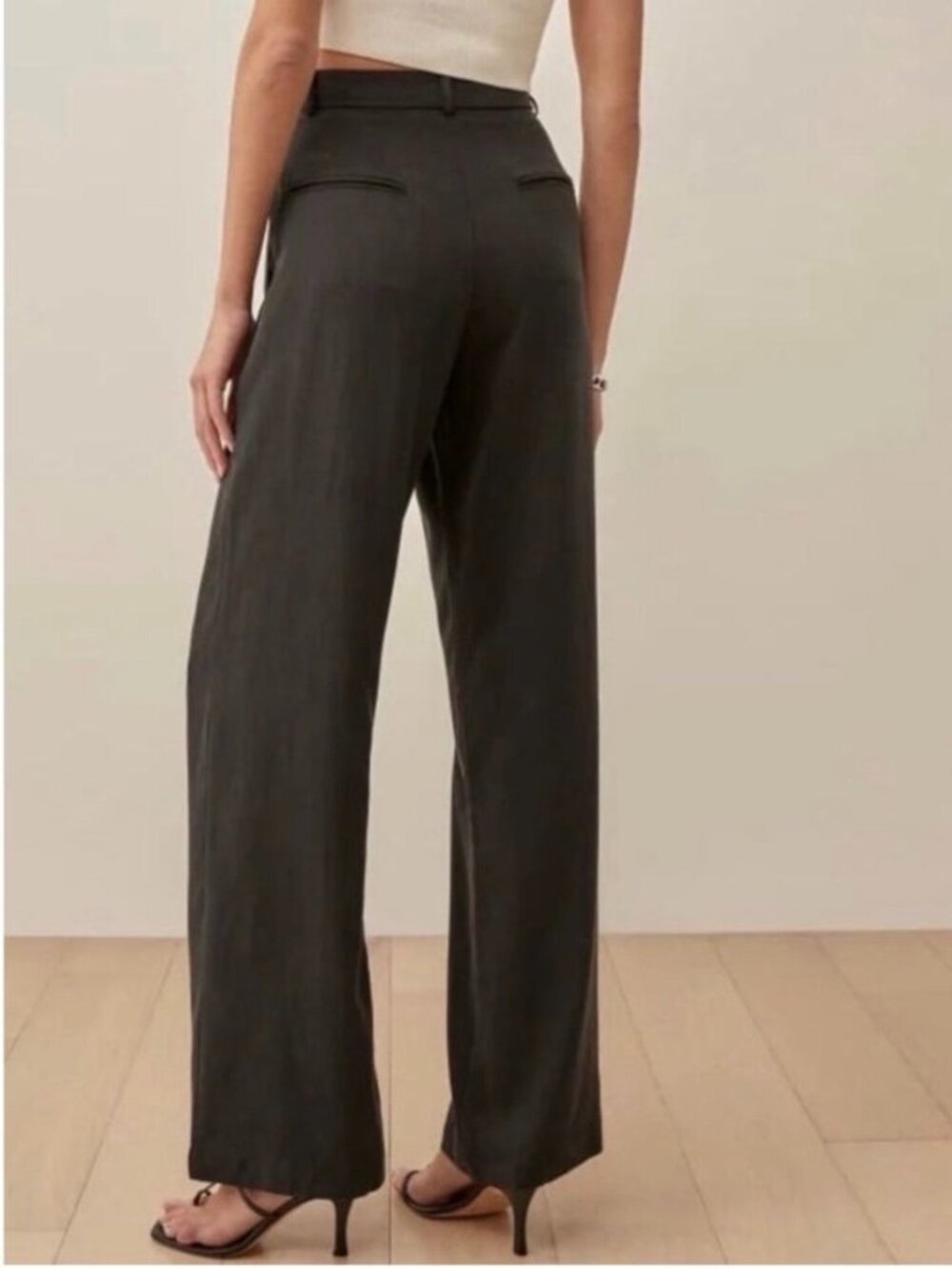 Reformation PETITE Mason Wide Leg Trouser Pants Short Relaxed Fit Faded Black 0 - Picture 2 of 13